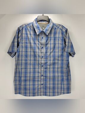 Mountain Hardwear Short Sleeve Button Shirt Men Large Plaid Outdoor Hiking Work
